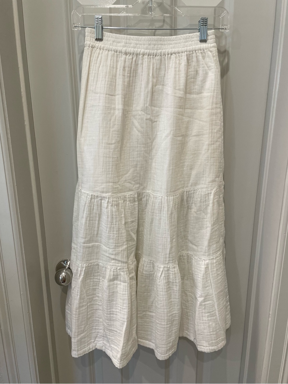 Faherty Cream Tiered Maxi Skirt